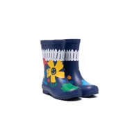 stella mccartney kids bottes de pluie à fleurs - bleu