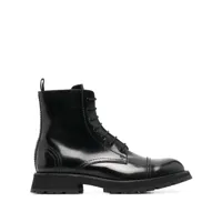 alexander mcqueen lace-up leather ankle boots - noir