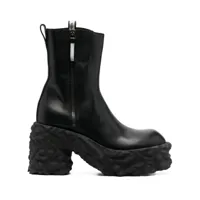 premiata bottes zippées en cuir à semelle épaisse 110 mm - noir