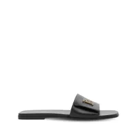burberry sandales en cuir à plaque logo - noir