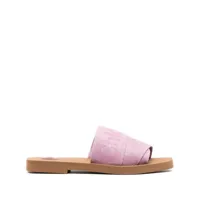 chloé sandales woody à logo imprimé - rose
