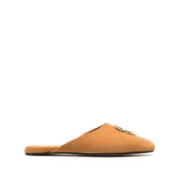 bally chaussons en cuir à plaque logo - marron