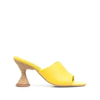 paloma barceló sandales en raphia à talon biseauté - jaune