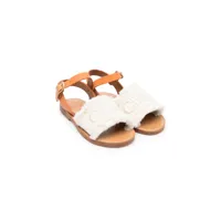 chloé kids sandales frangées à logo brodé - blanc