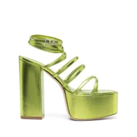 paris texas sandales melena 135 mm à plateforme métallisée - vert
