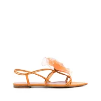 nensi dojaka sandales en cuir à fleur appliquée - orange