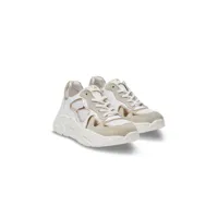 balmain kids metallic-effect leather sneakers - blanc