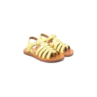 pom d'api sandales en cuir verni à plaque logo - jaune
