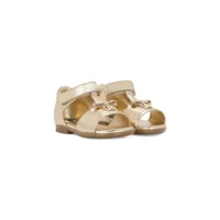 dolce & gabbana kids sandales en cuir à plaque logo - or