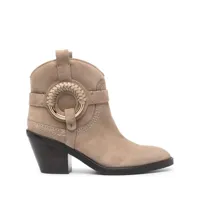 see by chloé bottines hana 75 mm d'inspiration western - tons neutres