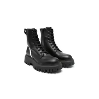 marni kids boots en cuir à logo appliqué - noir