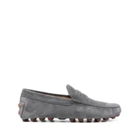 tod's gommino bubble suede loafers - gris