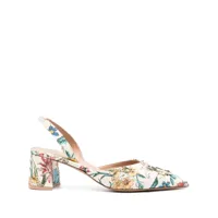 malone souliers mules floral cream 60 mm à brode cheville - tons neutres