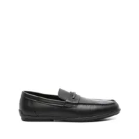 calvin klein logo-plaque leather loafers - noir