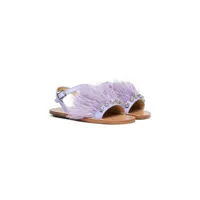 marni kids sandales en cuir à détails de plumes - violet