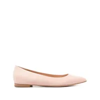 gianvito rossi suede pointed-toe ballerina shoes - rose
