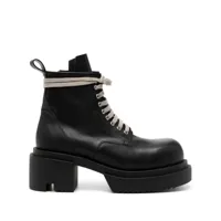 rick owens lace-up leather boots - noir
