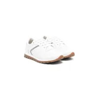 brunello cucinelli kids monili-chain leather sneakers - blanc