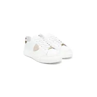 philippe model kids logo-patch leather sneakers - blanc