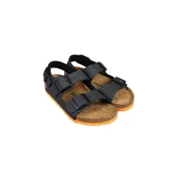birkenstock kids sandales en cuir à double boucles - noir