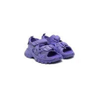 balenciaga kids sandales rayées à logo embossé - violet