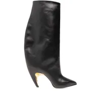 alexander mcqueen pegasus 90mm leather boots - 1088 black