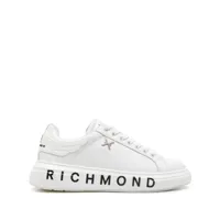 john richmond logo-print leather sneakers - blanc