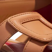 roger vivier slippers & mules, stitching buckle mules in leather en marron - pour dames