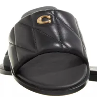 coach slippers & mules, holly quilted slide leather en noir - pour dames
