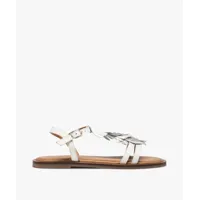 sandales fille dessus cuir à franges métallisées – tanéo