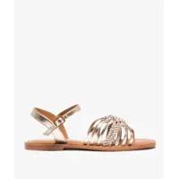 sandales femme à fines brides métallisées en cuir - tanéo
