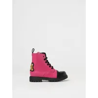 moschino kid leather ankle boots with teddy
