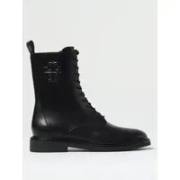 tory burch double t combat boot in leather with laces