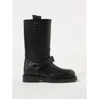 burberry saddle ankle boots in leather with buckle