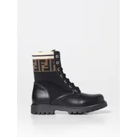 fendi kids ankle boots in leather and knit with ff jacquard monogram