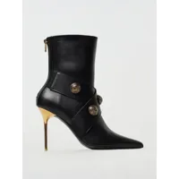 balmain leather ankle boots with zip and studs