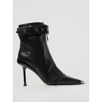 alexander mcqueen slash ankle boots in leather with buckle