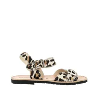 sandales en cuir talon plat avarca boucle leopard