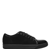 lanvin mens suede and patent low top sneakers black 7