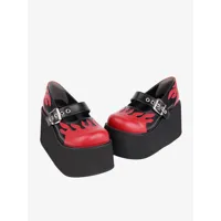 chaussures lolita gothiques escarpins lolita en cuir pu à lacets noirs