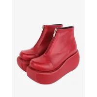 chaussures lolita gothiques escarpins lolita en cuir pu à bout rond rouge