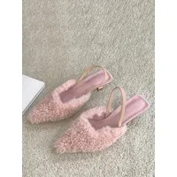 femmes à lacets kitten heel polyester mules rose clair