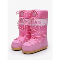 bottes de neige roses chaussures d'hiver à lacets à bout rond