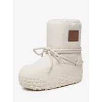 bottes de neige en toile bottines chaussures d'hiver blanches à lacets à bout rond