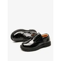 chaussures habillées pour garçons chaussures de soirée formelles à lacets noires à bout rond pour garçon