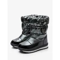 chaussures d&#39;hiver pour filles bottes de neige noires à bout rond avec cordon de serrage