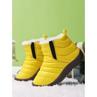 bottes de neige unisexes pour enfants bout rond doublure en peluche courte bottes d&#39;hiver