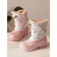 chaussures d&#39;hiver pour filles jolies bottes de neige en nylon avec personnages de licorne de dessin animé imprimés