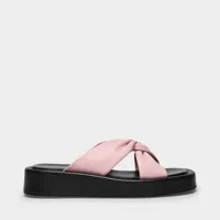 sandales tresse platform en cuir rose