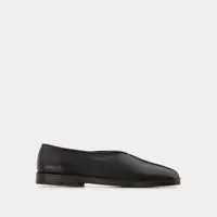 mules flat piped - lemaire - cuir - noir